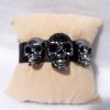 Lederarmband mit 3 Totenköpfen, Skull-Armband - Leather bracelet with 3 skulls, skull bracelet