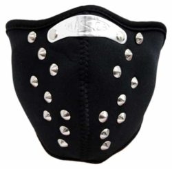 Motorrad Neopren Maske schwarz mit Nieten, Biker Mask only black studded, mit Staubfilter, Mundschutz, Atemschutz, Atemfilter – Bild 2