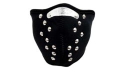 Motorrad Neopren Maske schwarz mit Nieten, Biker Mask only black studded, mit Staubfilter, Mundschutz, Atemschutz, Atemfilter