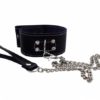 Lederhalsband mit Führungsleine schwarz,Leather collar with black lead