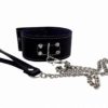 Lederhalsband mit Führungsleine schwarz,Leather collar with black lead – Bild 2