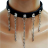 Leder Choker mit Ketten Halsband Leather choker with chains